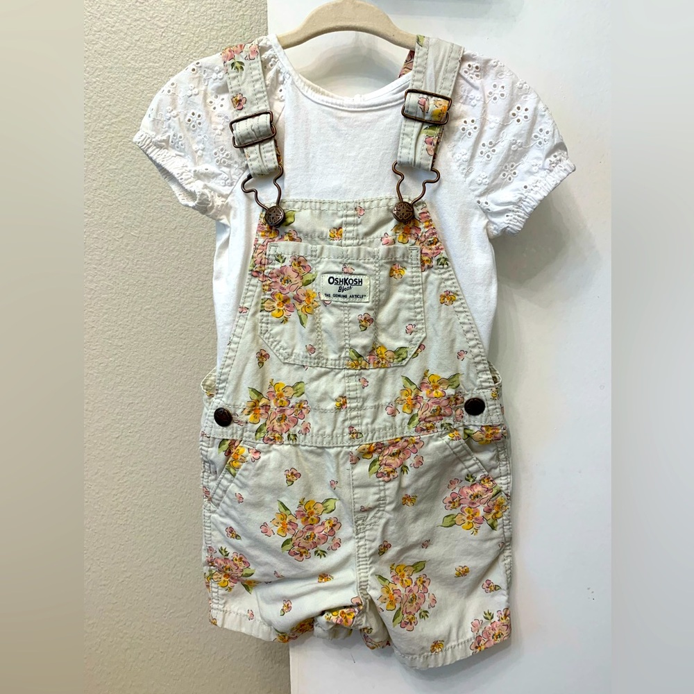 Floral Overalls and Eyelet Tee- 3T